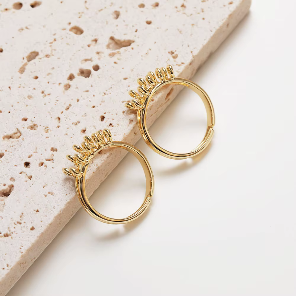 Paramètres de bague plaqués or 14 carats, fournitures exécutives de bijoux, résultats faits à la mai