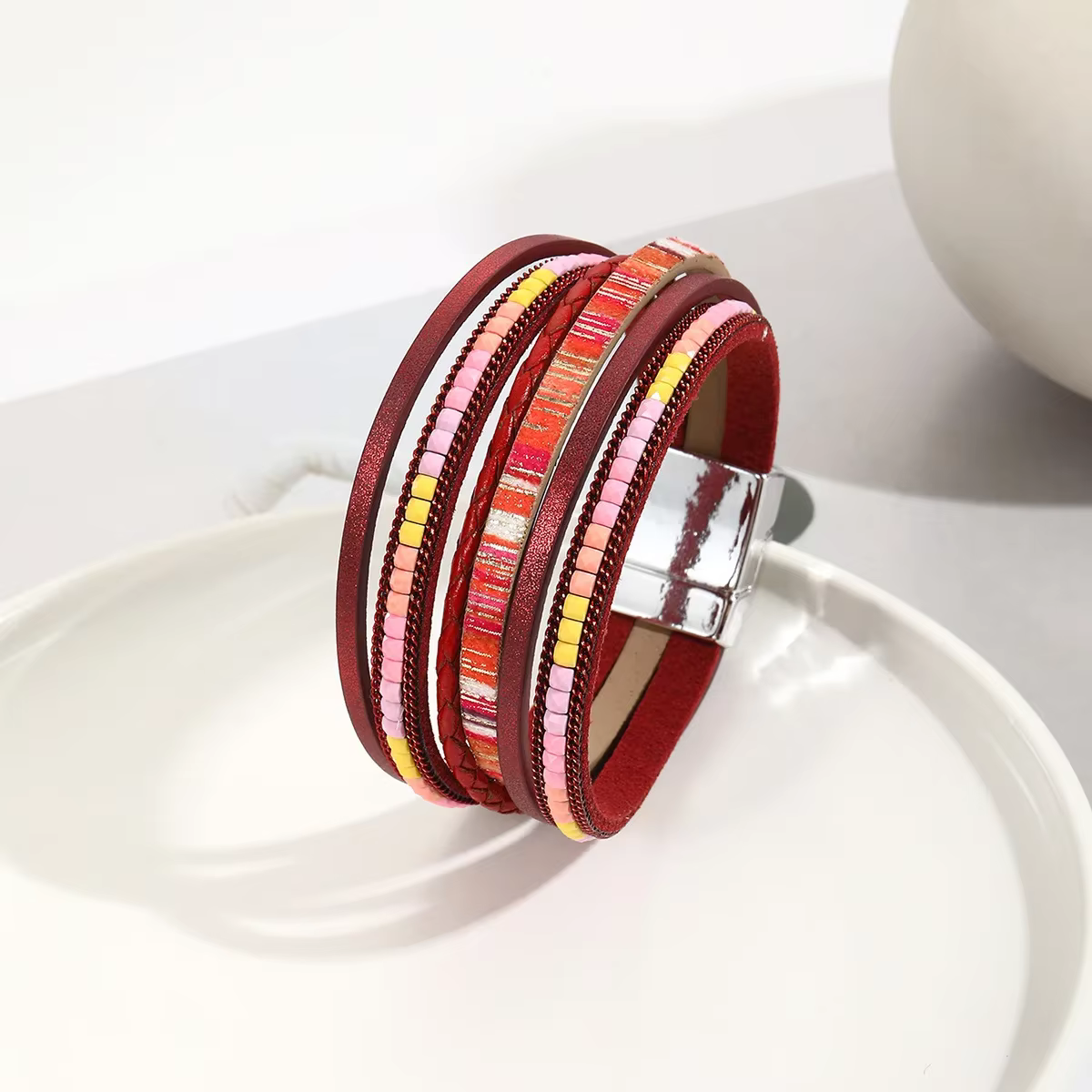 Bracelets en cuir de style bohème pour femmes, bracelet multicouche, ULà main enveloppée, bracelet m