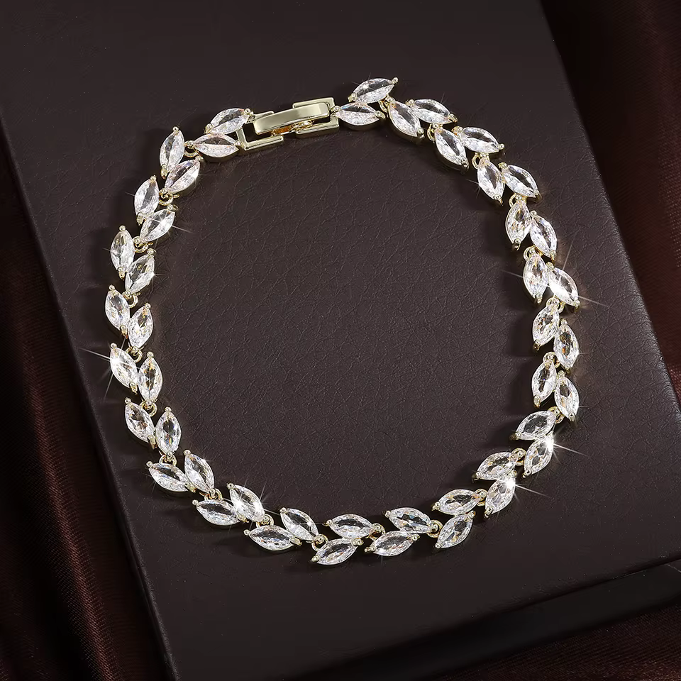 Yupsk – Bracelet de Tennis classique Marique en zircone cubique pour femmes, argent/or/Rose doré, bi