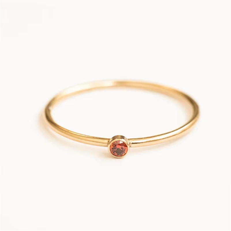 Bague de naissance en or 14 carats pour femme, anneau d'Li-rempli, bijoux Boho, minimaliste, empilab