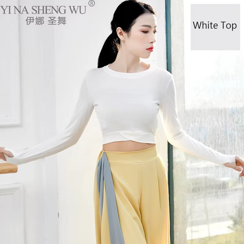 Pantalon de danse classique pour femmes, jambes larges, fluide, en mousseline de soie, vêtements d'e