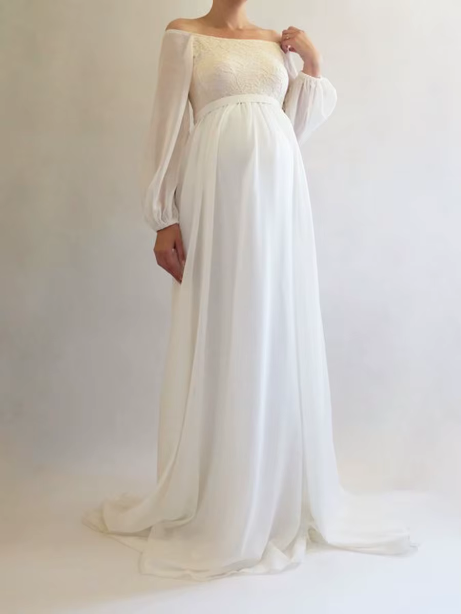 Robe de mariée personnalisée à épaules dénudées, style bohème simple, longue, ample, blanche, à manc