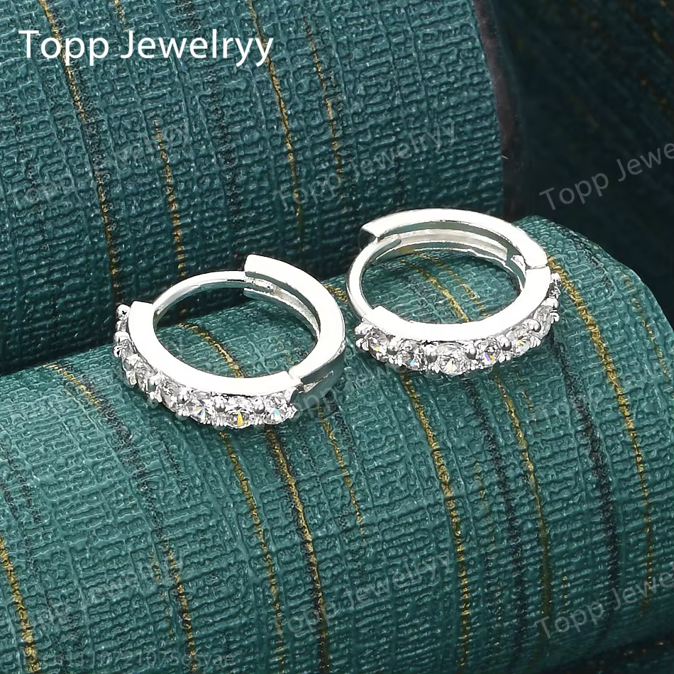 Clips d'oreille ronds en zircone exquis en argent sterling 925 luxueux pour femmes - Bijoux élégants