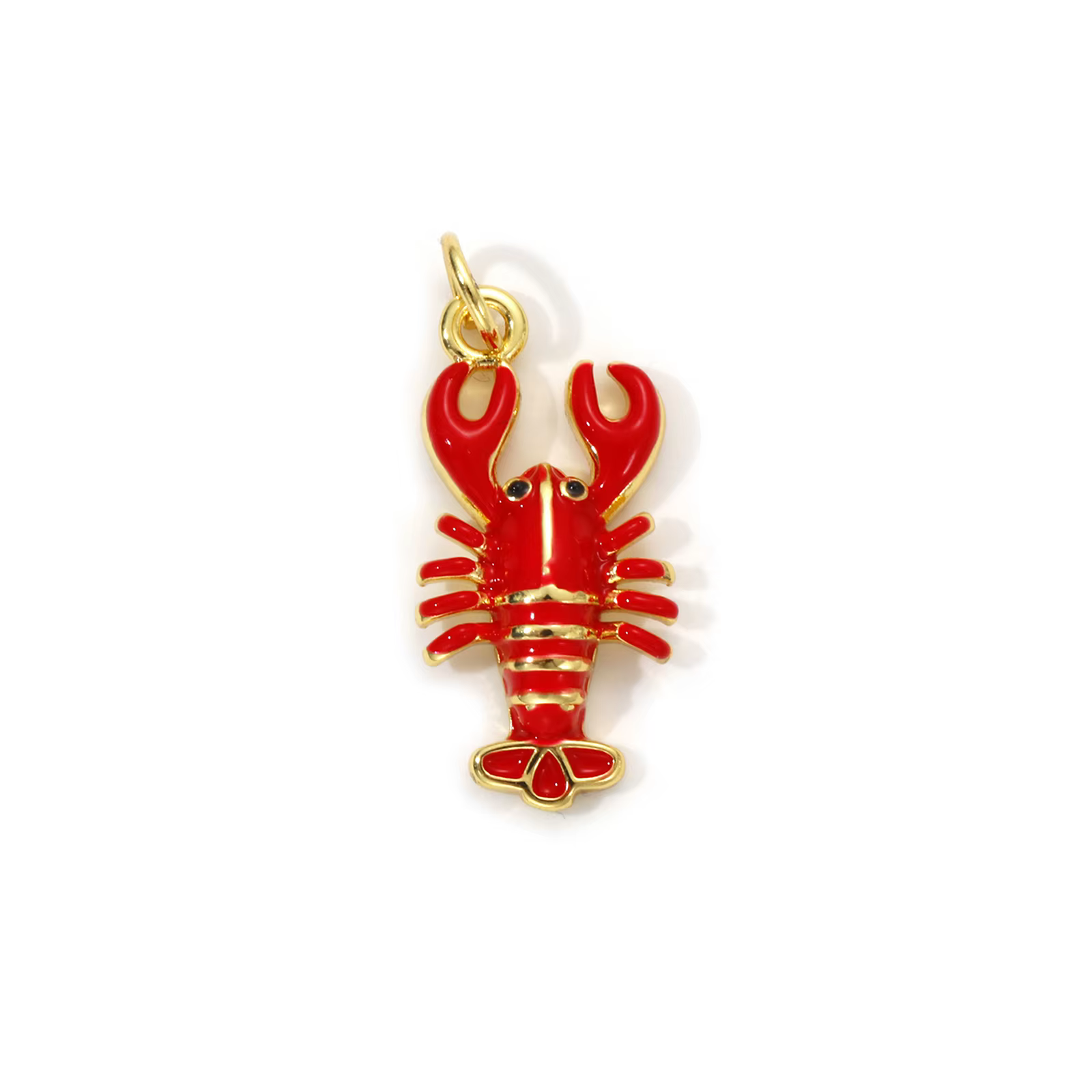 Breloques de bijoux océan en laiton plaqué or 18 carats, pendentif homard en émail rouge 3D pour la 