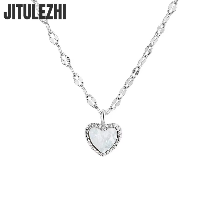 Collier pendentif en argent Sterling 925 pour femmes, bijoux en nacre, collier d'amour, nouveau Desi