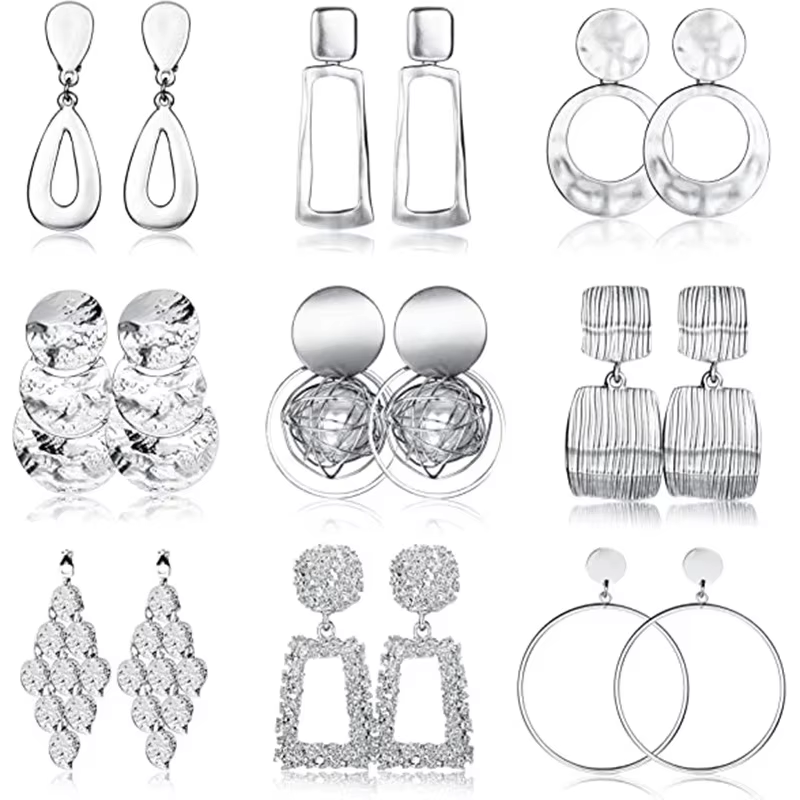 Boucles d'oreilles à clip pour femmes, boucles d'oreilles à clip géométriques de grande taille, carr