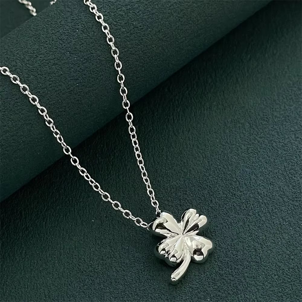 Collier pendentif petit trèfle à quatre feuilles en argent Sterling 925, bijoux de luxe simples pour