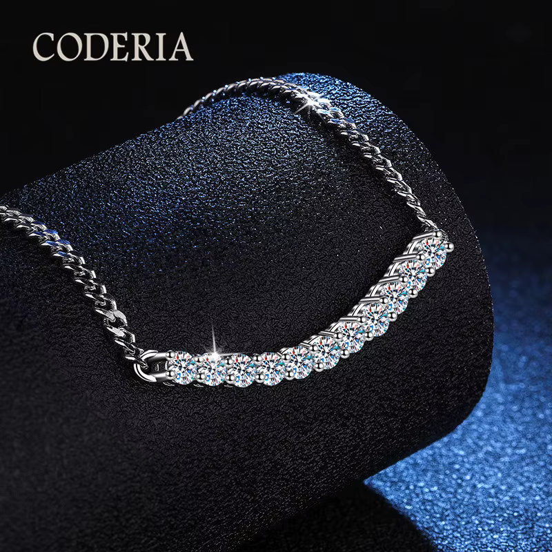 Mossanite – collier cubain en argent Sterling 18K, couleur D, diamant 2.2 Carat, pierre précieuse, b