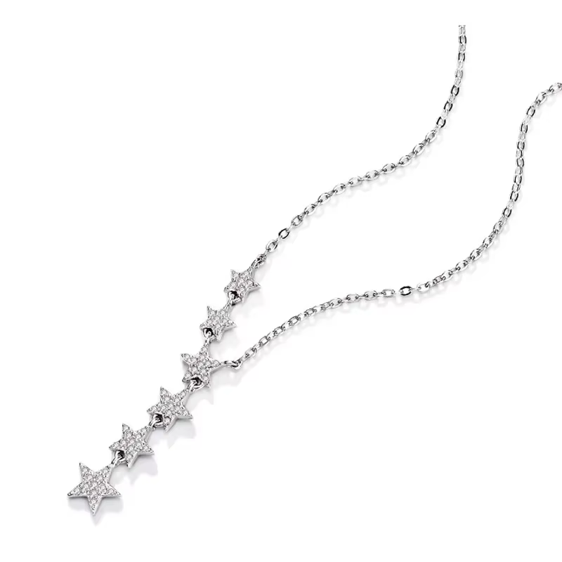 Élégant 925 en argent Sterling brillant Zircon étoile tour de cou en argent Simple cadeau pour les f