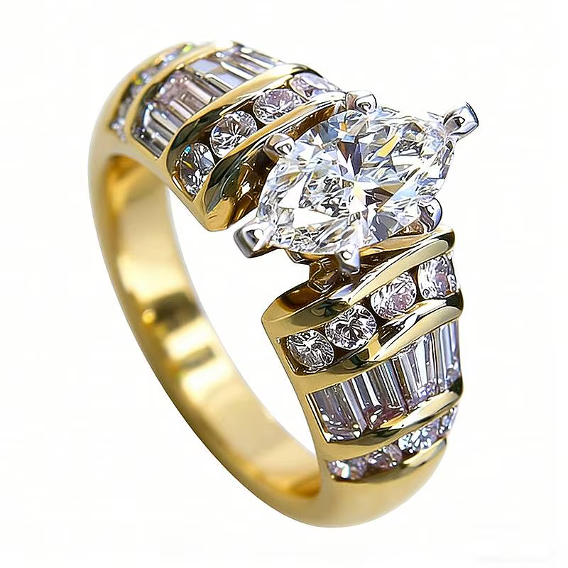 Huitan – magnifique bague bicolore pour femmes, accessoires de fête et de mariage, incrustée de CZ m