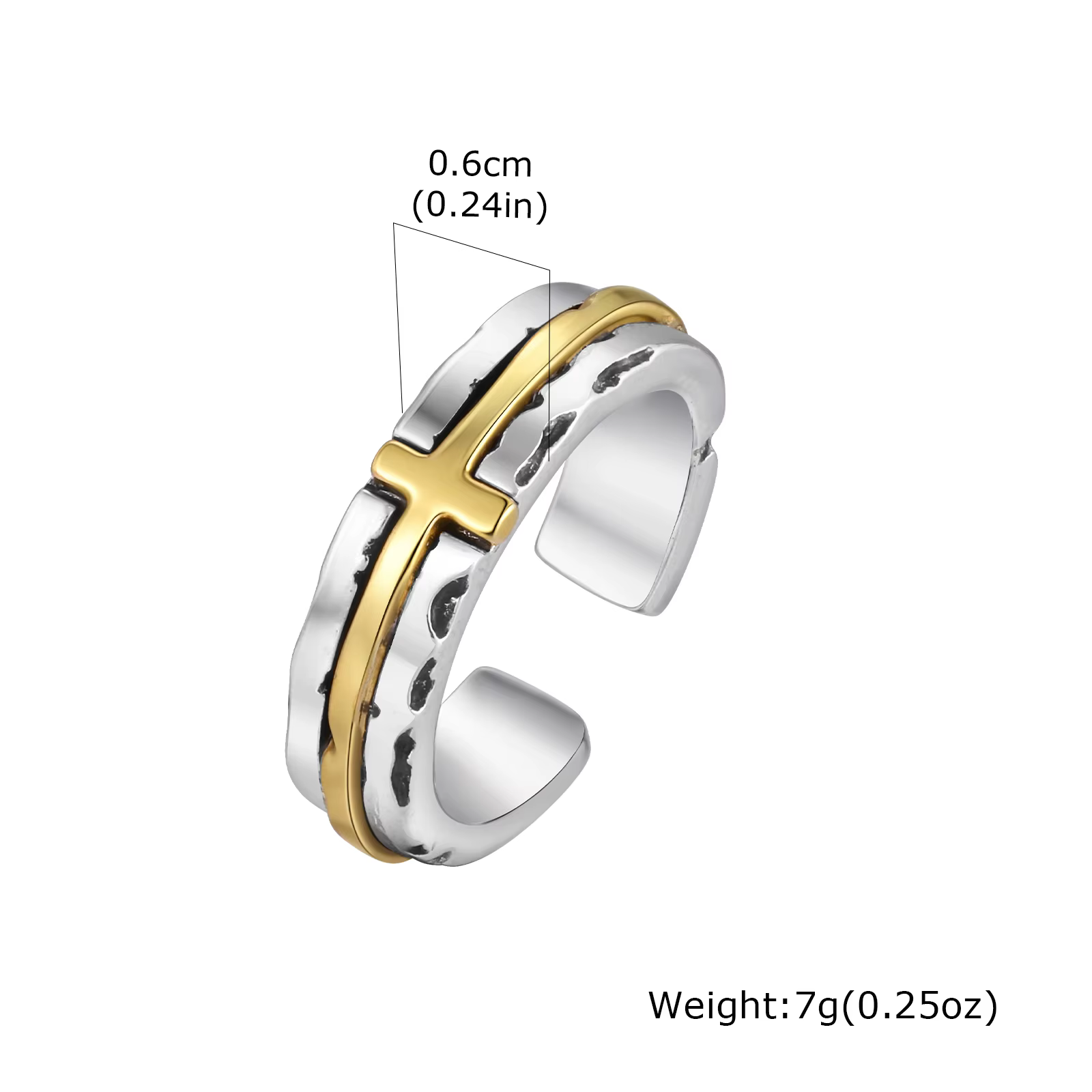 Bague croix rétro pour hommes et garçons, bague en métal réglable style punk gothique, bijou hip-hop