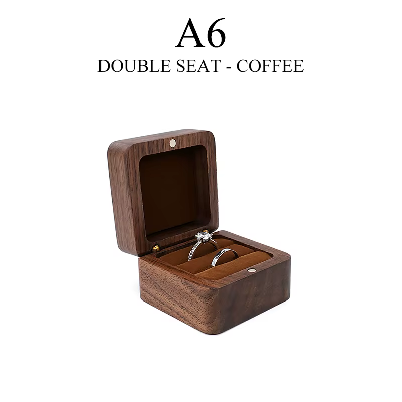 (1BBQ4) Boîte organisatrice de bijoux en bois – Parfaite comme boîte à alliances, porte-boucles d'or