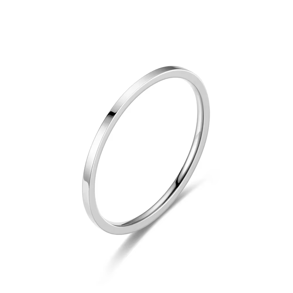 Bague de Couple en acier titane fin de 1MM, couleur argent, Simple, mode, couleur or Rose, pour femm