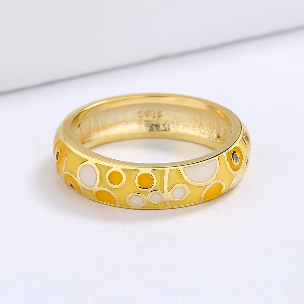 Bagues classiques pour femmes, bagues colorées en argent 925, bijoux en émail brillant fait à la mai