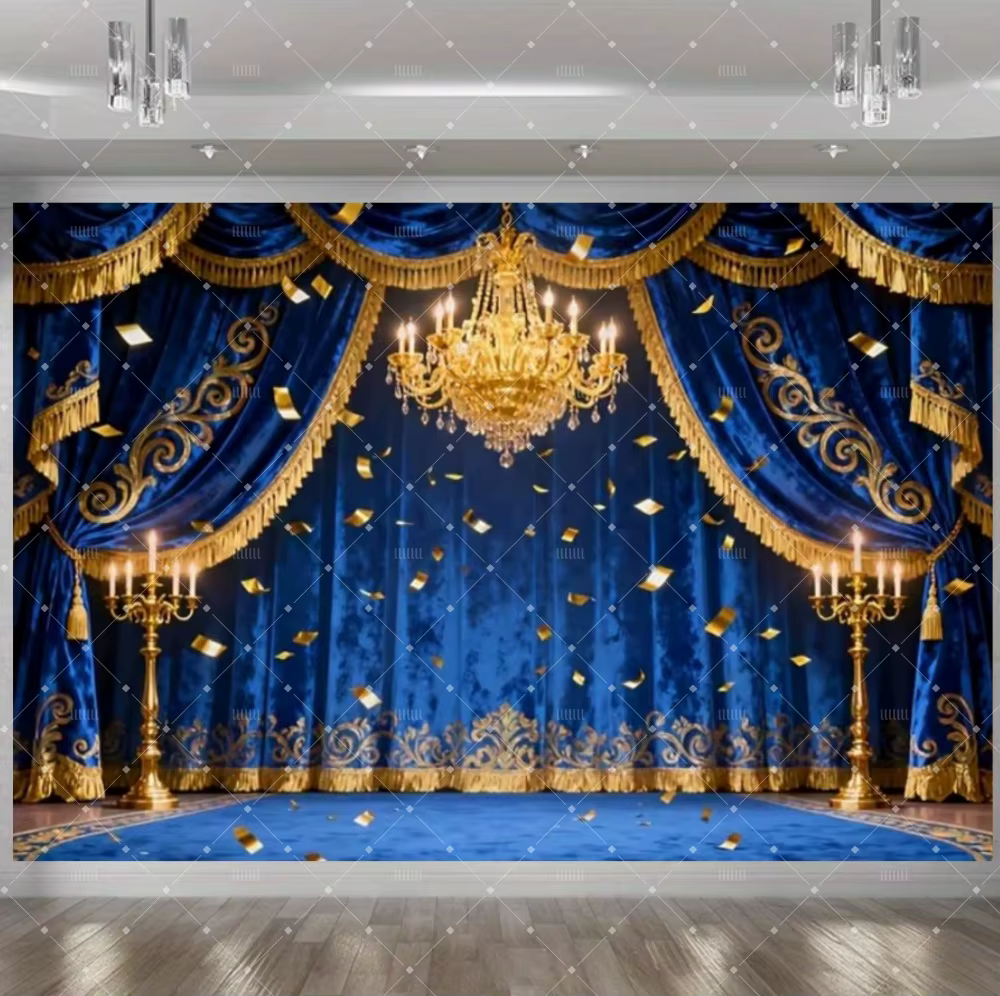 Décorations de fond bleues sur le thème du mariage, fournitures de décoration, arche fleurie et papi