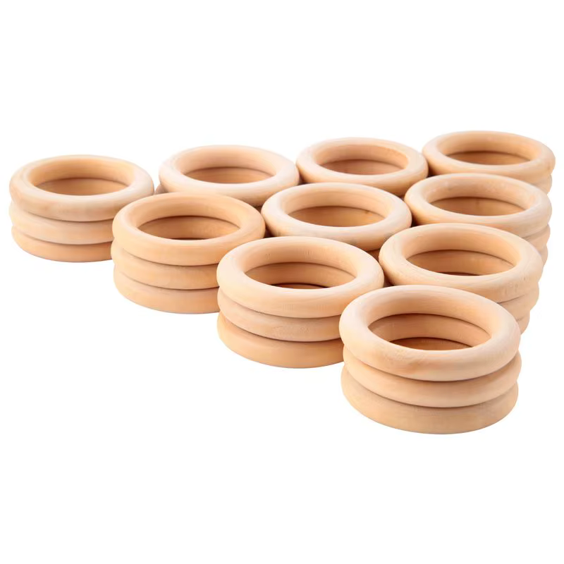 ABKW-30 Pièces de Cercles en Bois Naturel 60mm Non Finis pour Macramé, Cercles en Bois pour Bricolag
