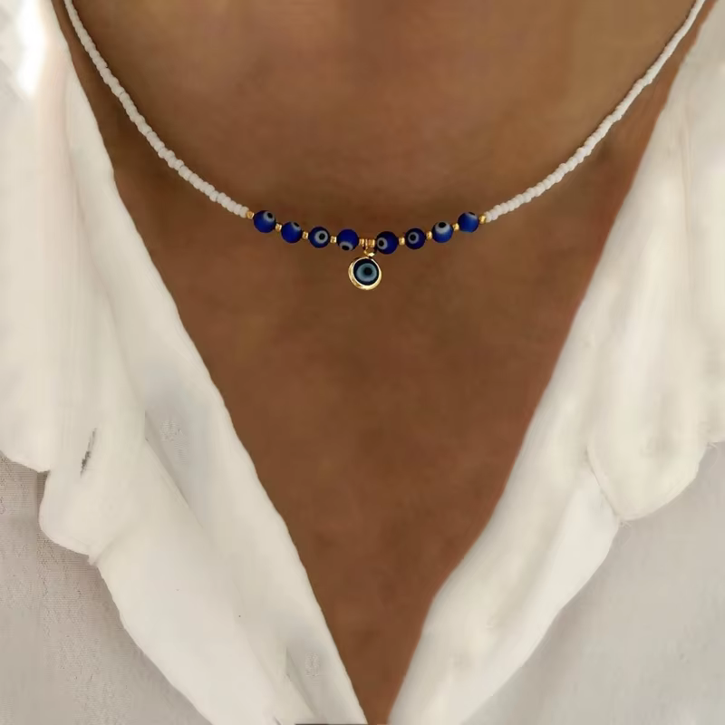 Mode Naszyjnik Long pendentif collier Aк Uku otrары sorcière bijoux Chaine Homme arc-en-ciel perles 