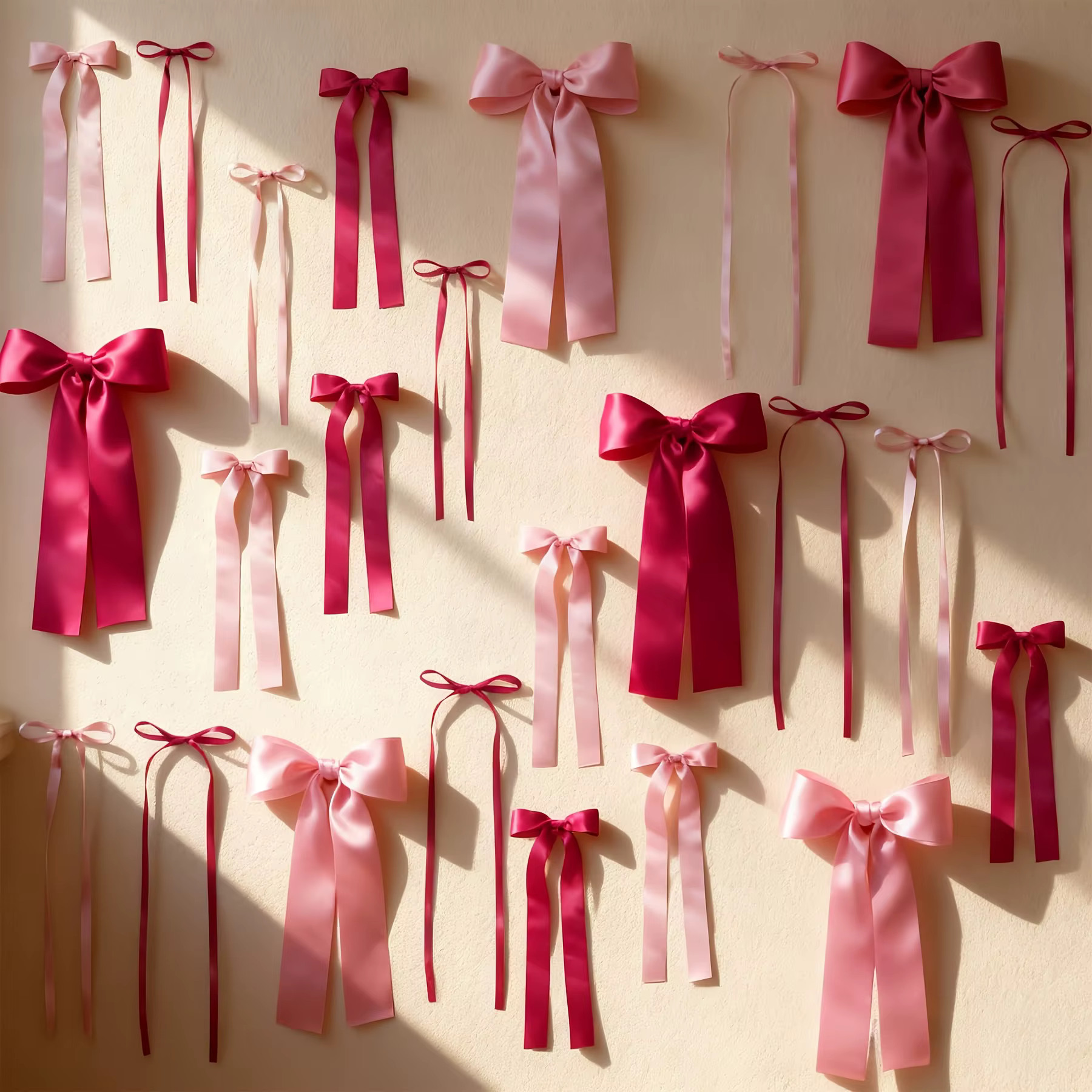 Ensemble de 24 décorations murales en forme de nœuds roses, guirlande de nœuds DIY, idéale pour les 