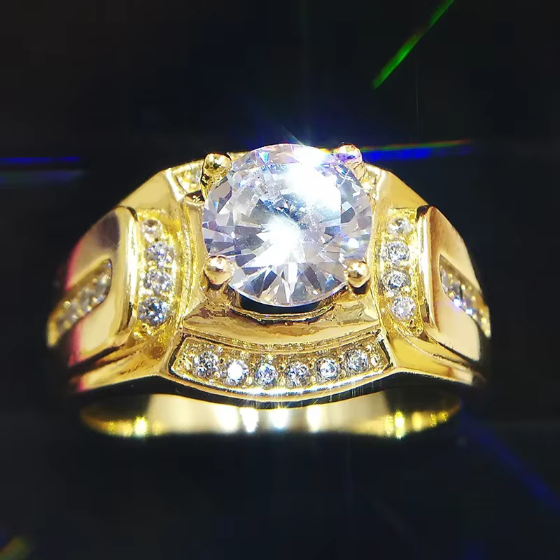 Bagues de mariage en or pour hommes, bijoux masculins, bague en cristal, cubique, contre-indiqué, fê