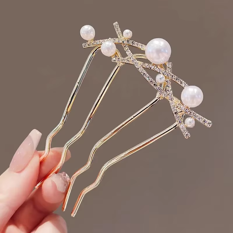 Peignes à cheveux ondulés en perles et strass, Style français, haut de gamme, élégant, Style forêt, 