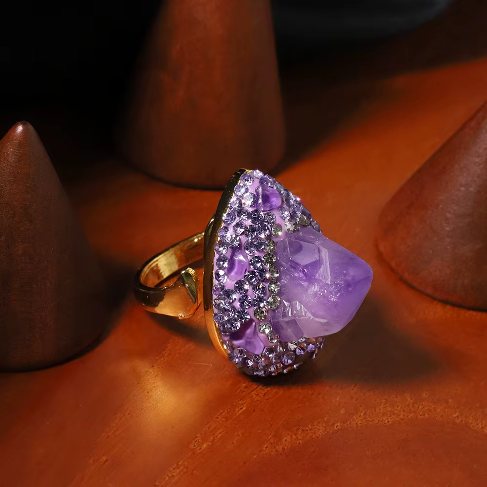 Améthyste naturelle Zircon collier bague boucle d'oreille ensemble femmes bijoux de luxe mode dames 