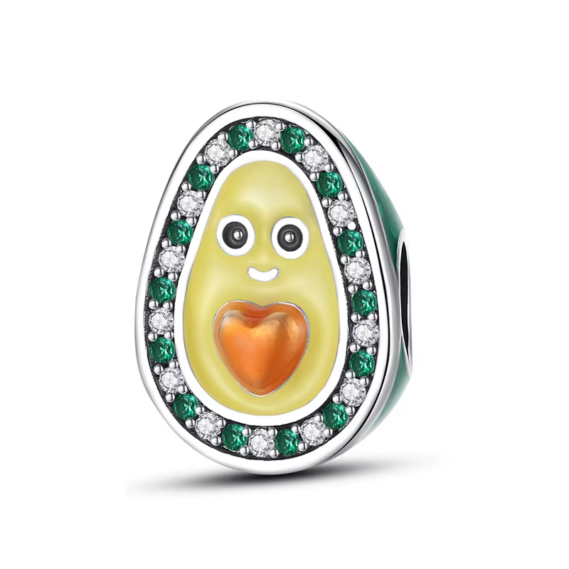 Perle porte-bonheur en forme de fruit de kiwi et d'ananas, compatible avec bracelet 925, pour femmes