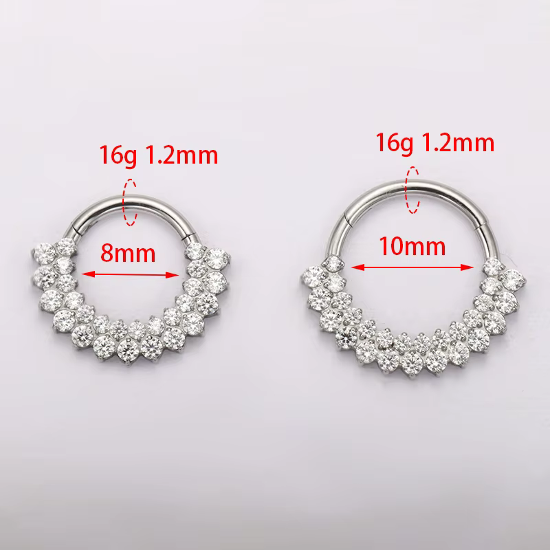 ASTM F136 titane Clicker Septum nez anneau Piercing CZ Daith boucle d'oreille cerceau avant face art