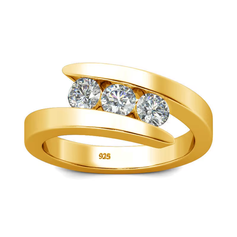 Bague Moissanite lourde à 3 pierres pour hommes et femmes, en argent Sterling 925, certifiée, access