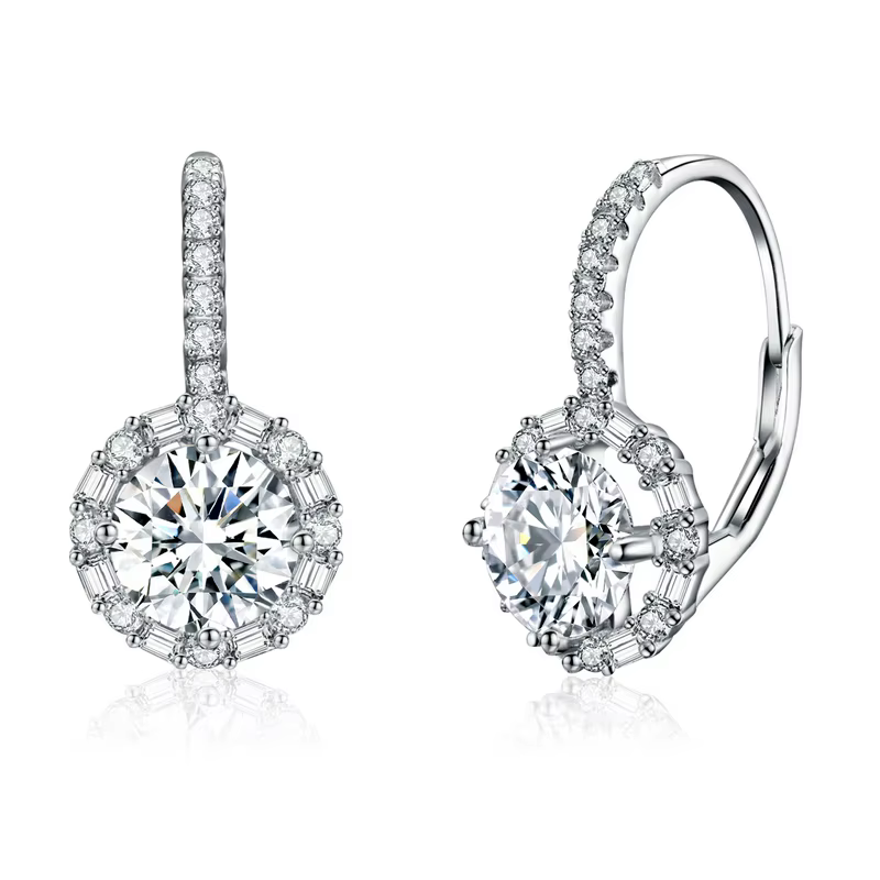 BAMOER 1.0CT boucles d'oreilles Moissanite classiques pour femmes, boucles d'oreilles en argent Ster