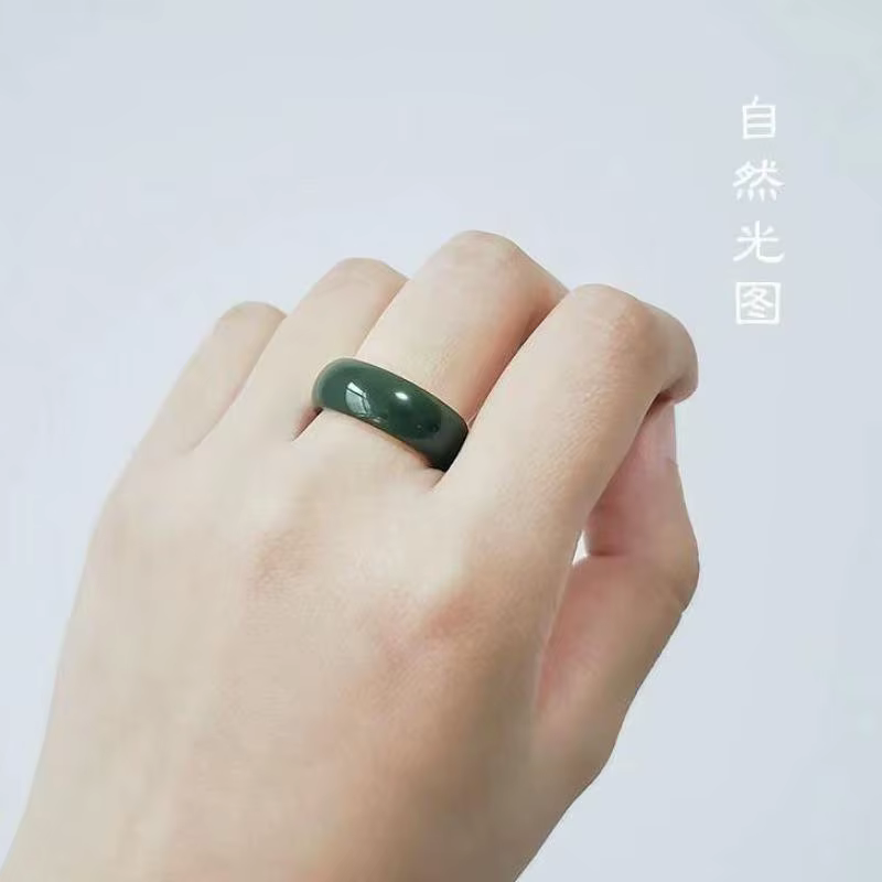 Hetian-Bague de diversification pour hommes et femmes, pierres précieuses de guérison, bijoux fins, 
