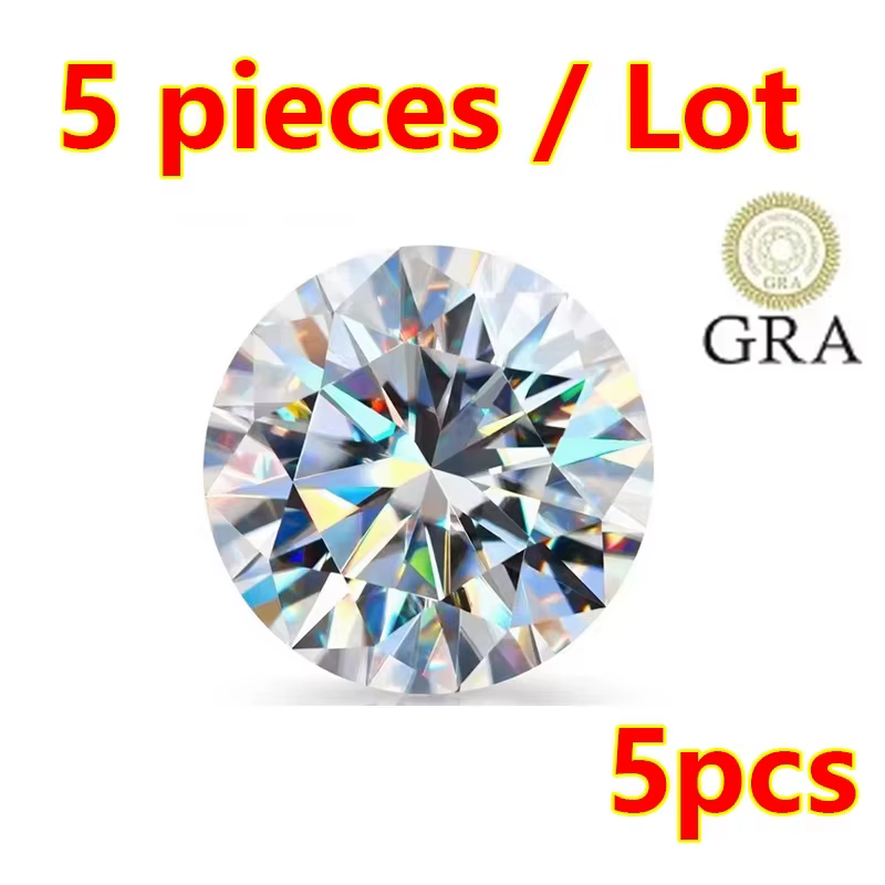 Diamants Moissanite ronds 0.1-30ct, pierre ample, couleur D VVS1, bijoux Premium avec certificats, p