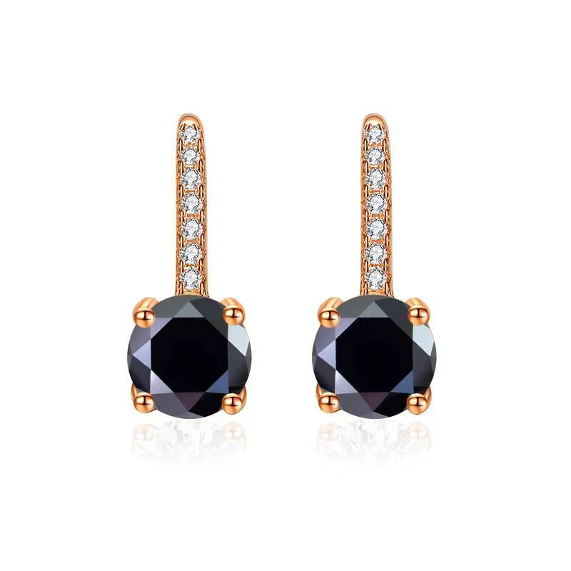 Boucles d'oreilles pendantes JoiasHome en argent sterling S925 plaqué or rose avec moissanite 6,5 mm