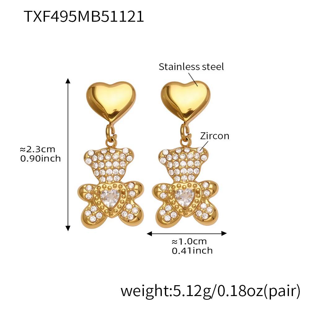 Liora Chic cubique zircone petit ours coeur pendentif colliers Bracelets boucles d'oreilles pour fem