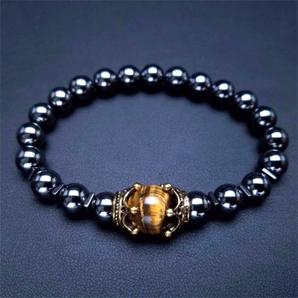 Bracelets en pierre naturelle pour hommes, personnalité tendance, couronne Vintage, puissance symbol