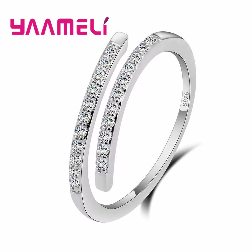 Bagues ajustables en argent regardé 925 pour femmes, bijoux pour femmes, design ouvert simple, perso