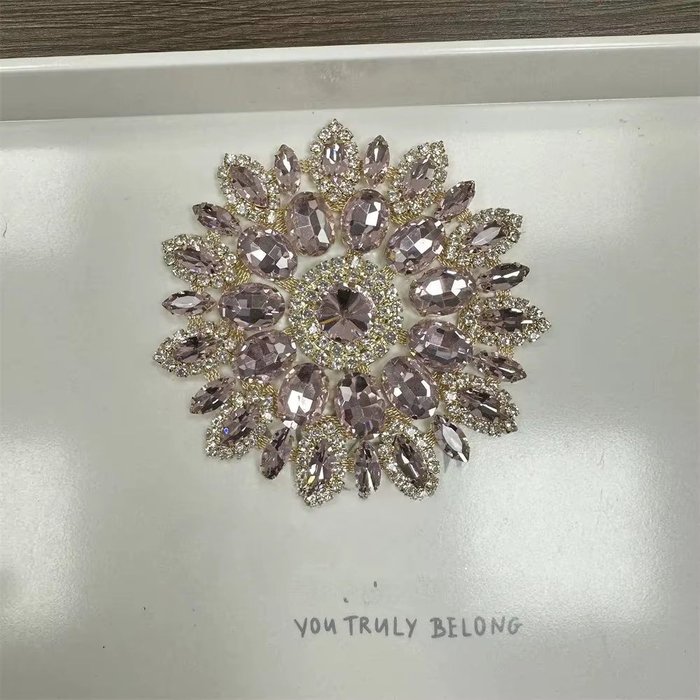 Accessoires de bijoux ronds en verre soudé avec strass, matériel pour vêtements, sac, chapeau, brico