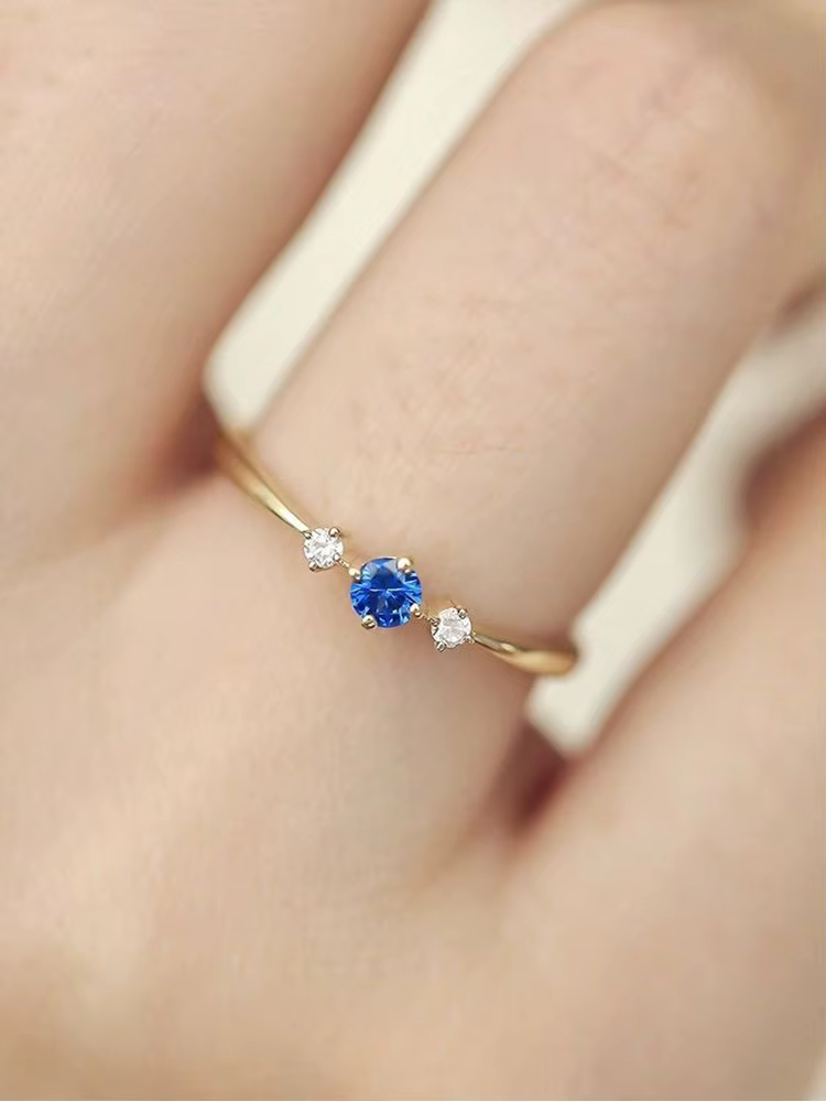 Bague en argent Sterling 925 pour femmes, Simple, classique, bleu, trois Zircons, fiançailles, maria