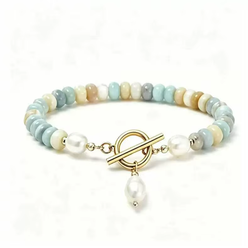 Collier turquoise pour femme, fait main, turquoise naturelle, perle d'eau douce, fermoir à bascule, 