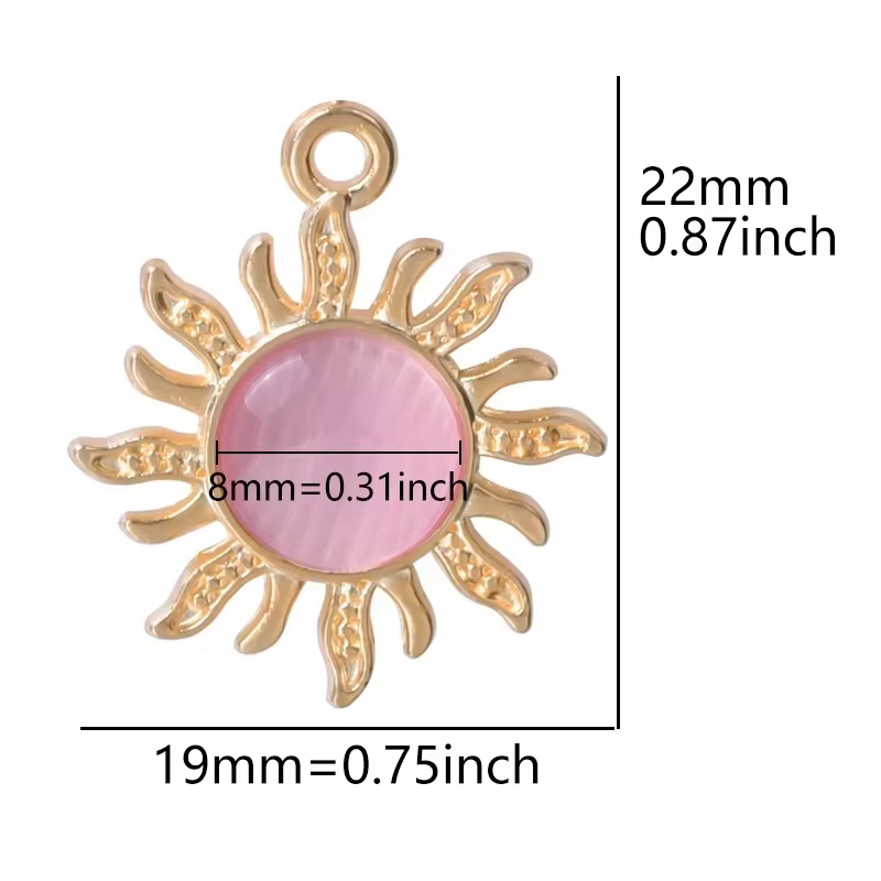 Breloques soleil simples avec perles en pierre opale, 20 pièces/lot, pendentif étoile solaire mignon