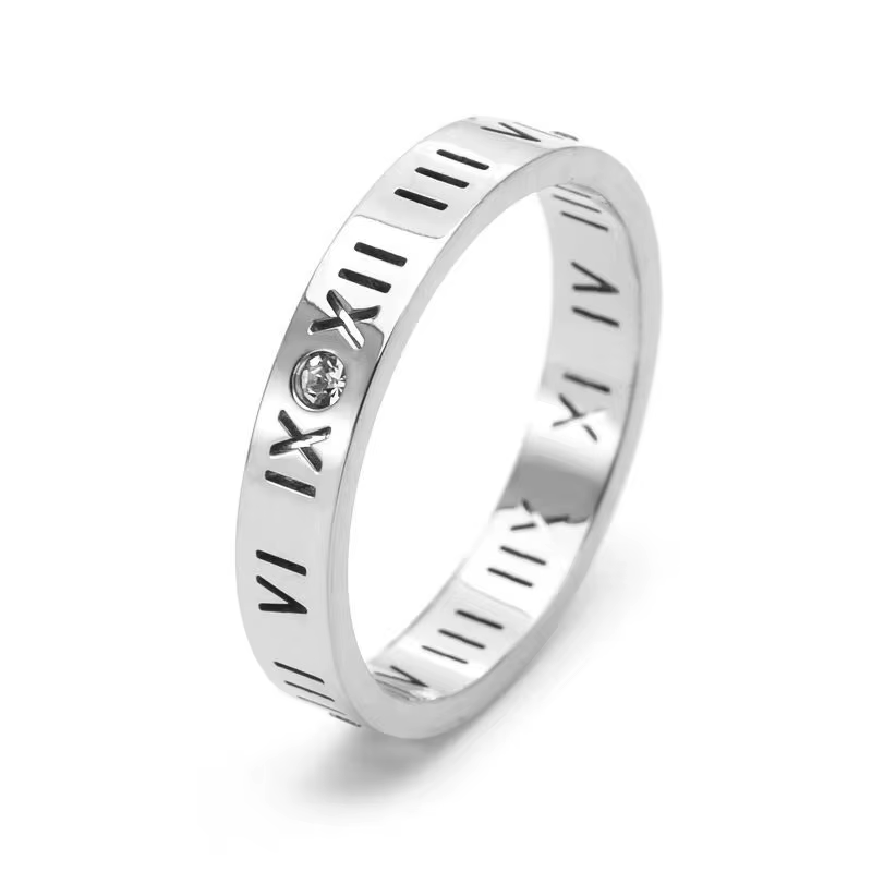Buyee 925 bague en argent Sterling or Rose doigt chiffres romains bague Simple pour femmes hommes cl