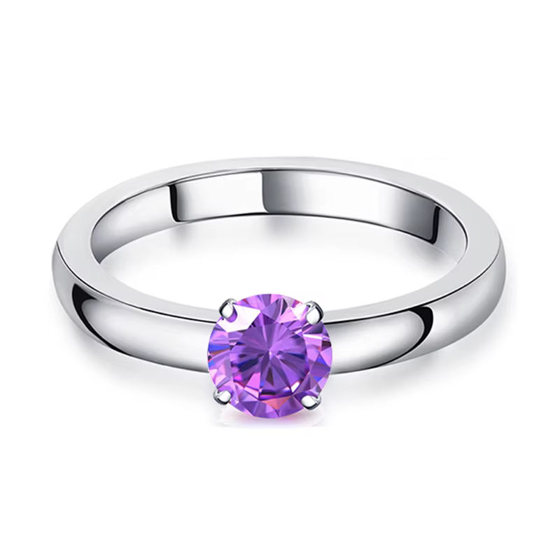 Bagues de fiançailles en acier inoxydable 1.5 CT, bandes de mariage interchangeables, rondes, cubiqu
