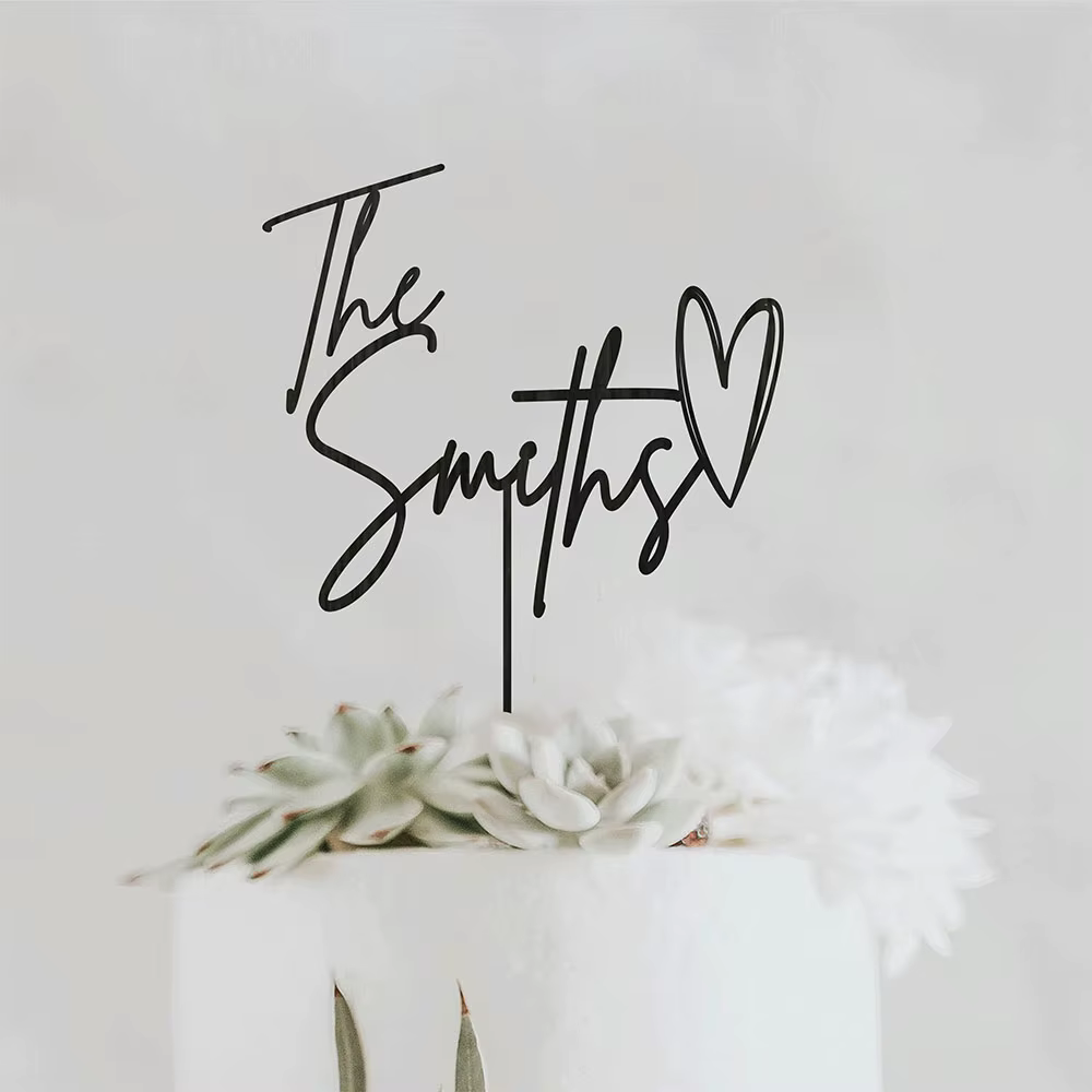 Décorations de gâteau d'anniversaire personnalisées, décorations de gâteau de mariage avec script pe
