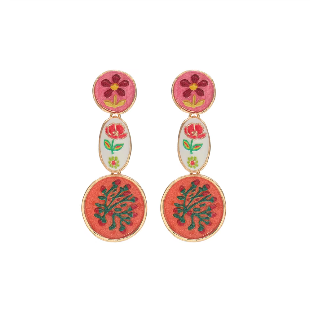 Boucles d'oreilles pendantes vintage en émail pour femme, motif léopard imprimé et peint, multicouch