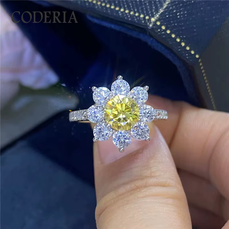 Bague en argent regardé pour femme, bijoux éternels, bande en or 18 carats, jaune citron, moissanite
