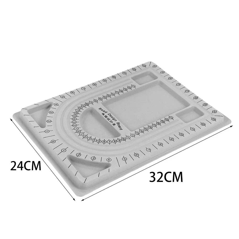 Planche de perles grises avec couvercle transparent et 3 rainures en U pour la fabrication de bijoux