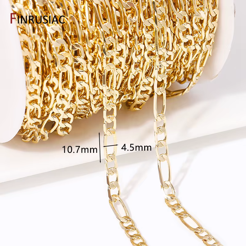 Chaînes plaquées or 14 carats pour la fabrication de bijoux, chaîne en laiton doré en vrac, accessoi