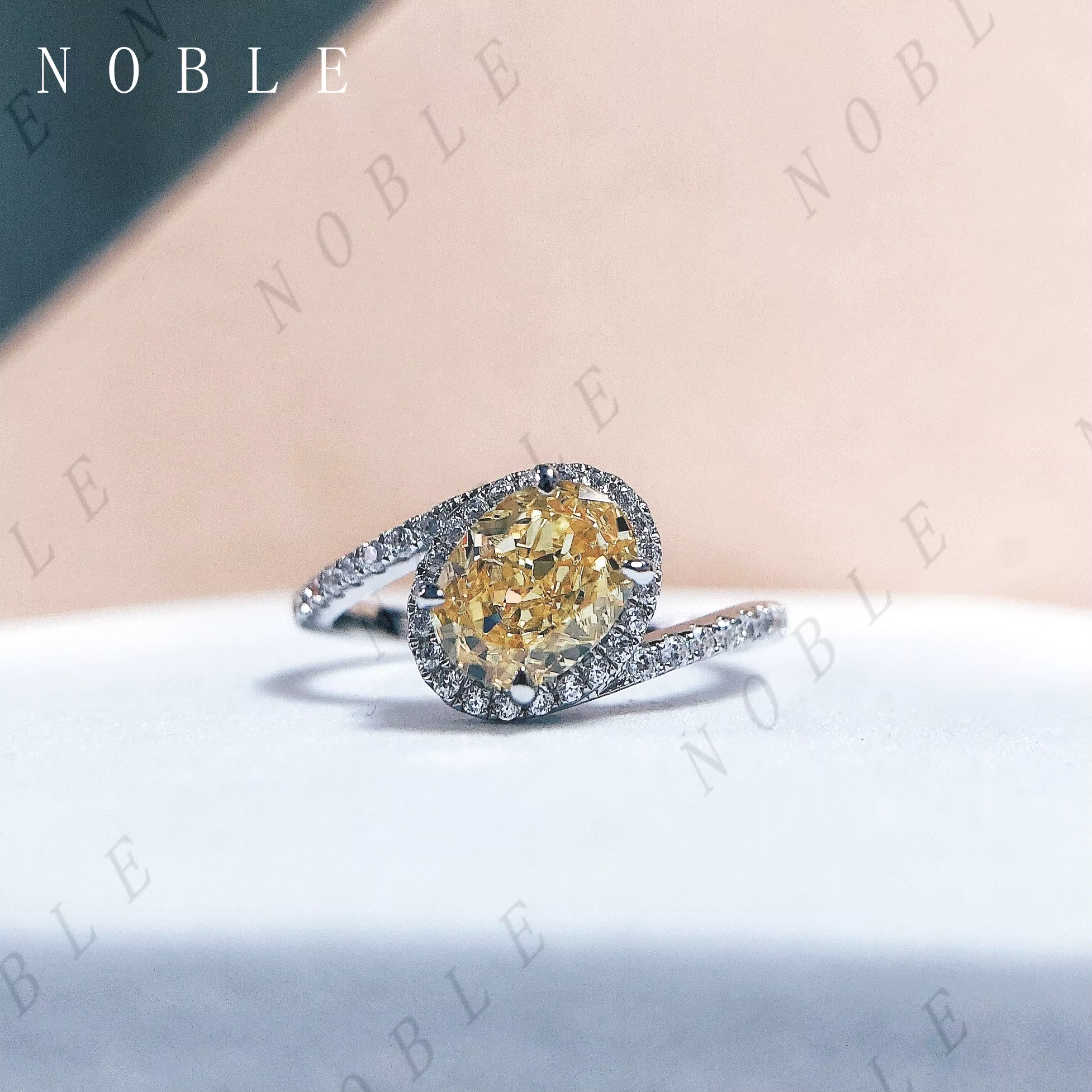 Bague en or blanc 18 carats 1.5CT, bague de fiançailles en diamant jaune/rose/bleu pour femmes, bagu
