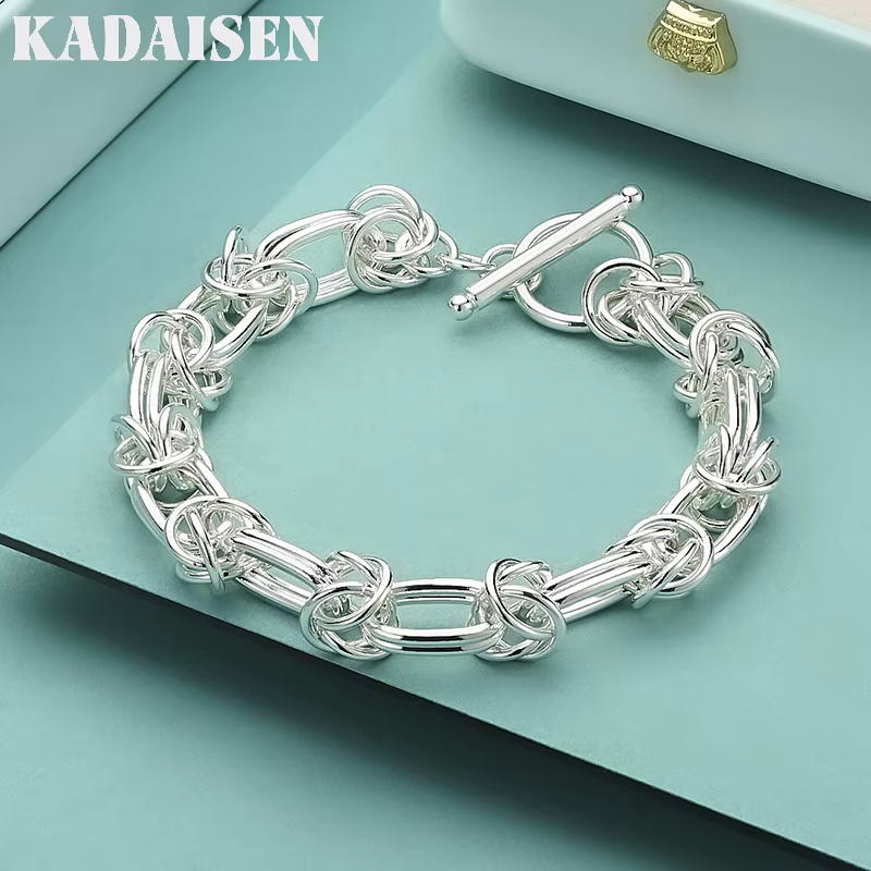 Bracelet à double anneau en argent Sterling 925 pour femmes, bijoux de charme à la mode pour fête de