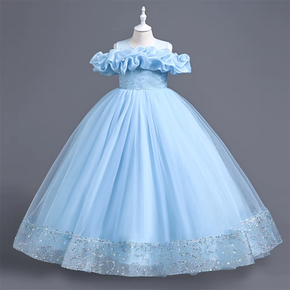 Robes de soirée pour filles, pour mariage, robe longue de demoiselle d'honneur, vêtements en Tulle p