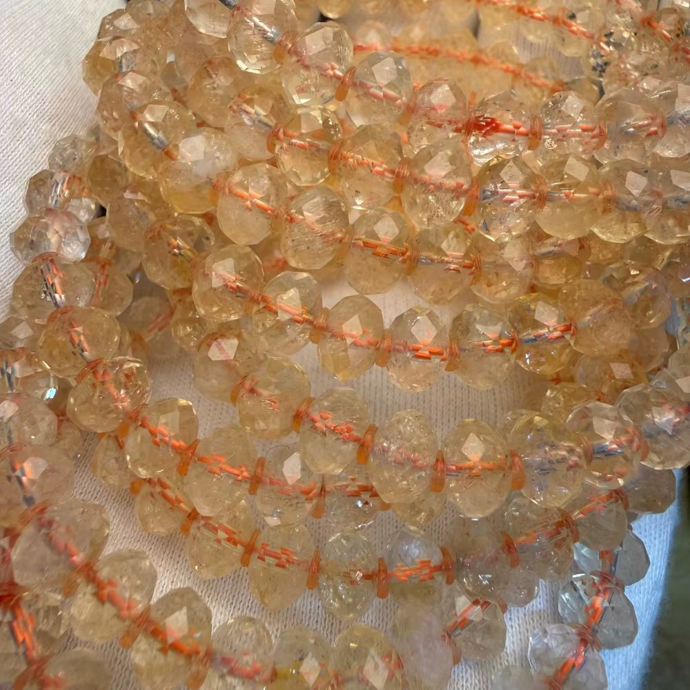 Meihan – perles rondes à facettes en Quartz Citrine naturel, pour la fabrication de bijoux, collier,